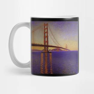 Golden Gate Bridge painting, Claude Monet style, oil on canvas Mug